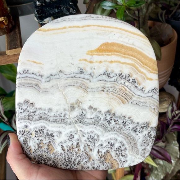 🧡Dendritic Orange Banded Calcite Crystal Slab & Stand🧡 - Picture 4 of 4